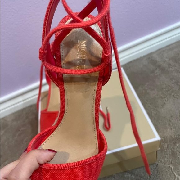 Michael Kors Orange Lace Up Wedges/Heels Size 6.5 - Picture 3 of 9